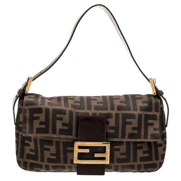 Fendi Handbags - Fendi Zucca Gold Hardware Baguette